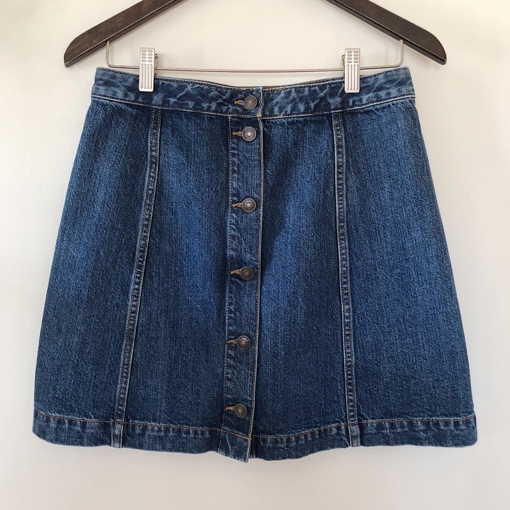LOFT Button Down Denim Skirt